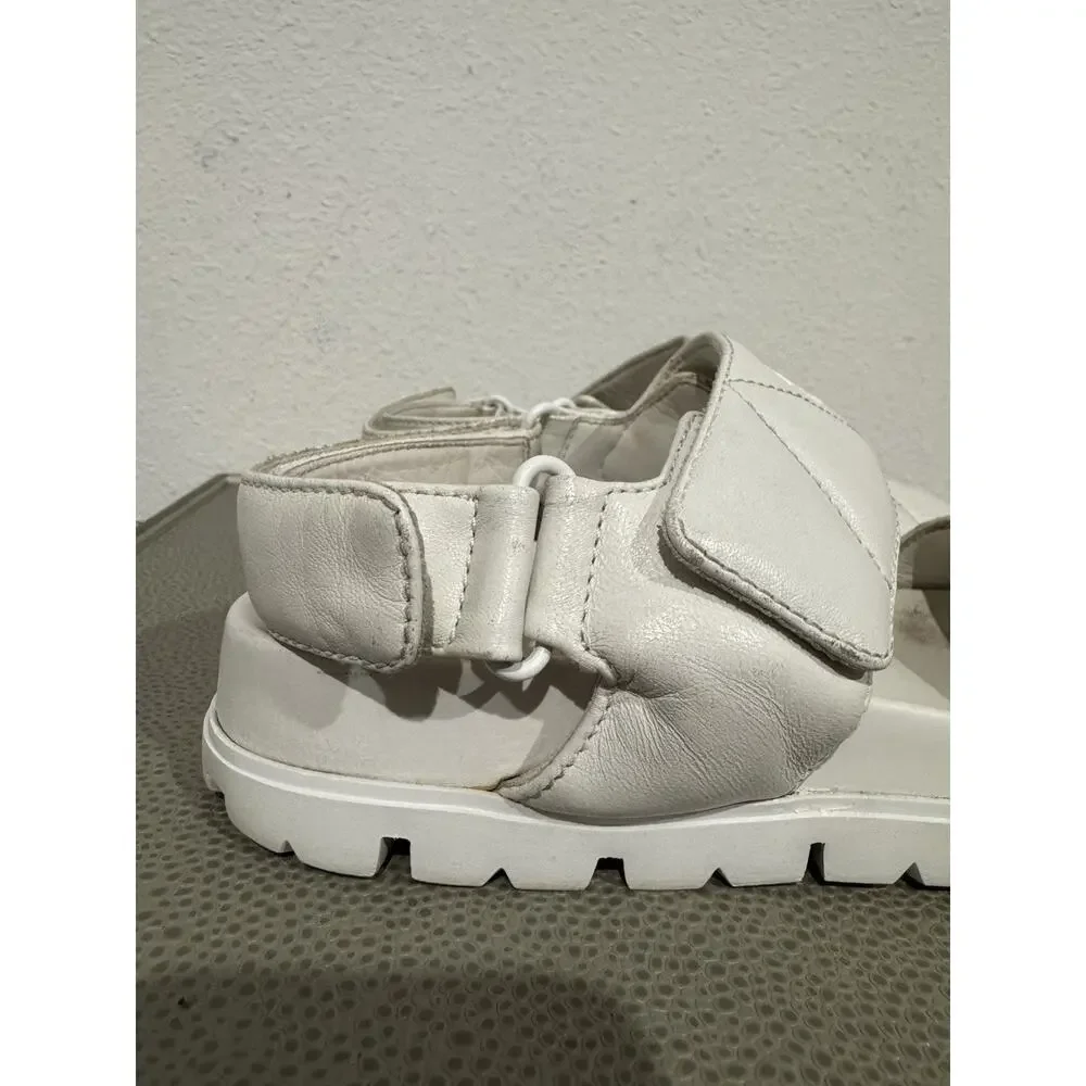 Prada Quilted Monolith Slung back Leather Sandal Sport Nappa Leather White Sz 38